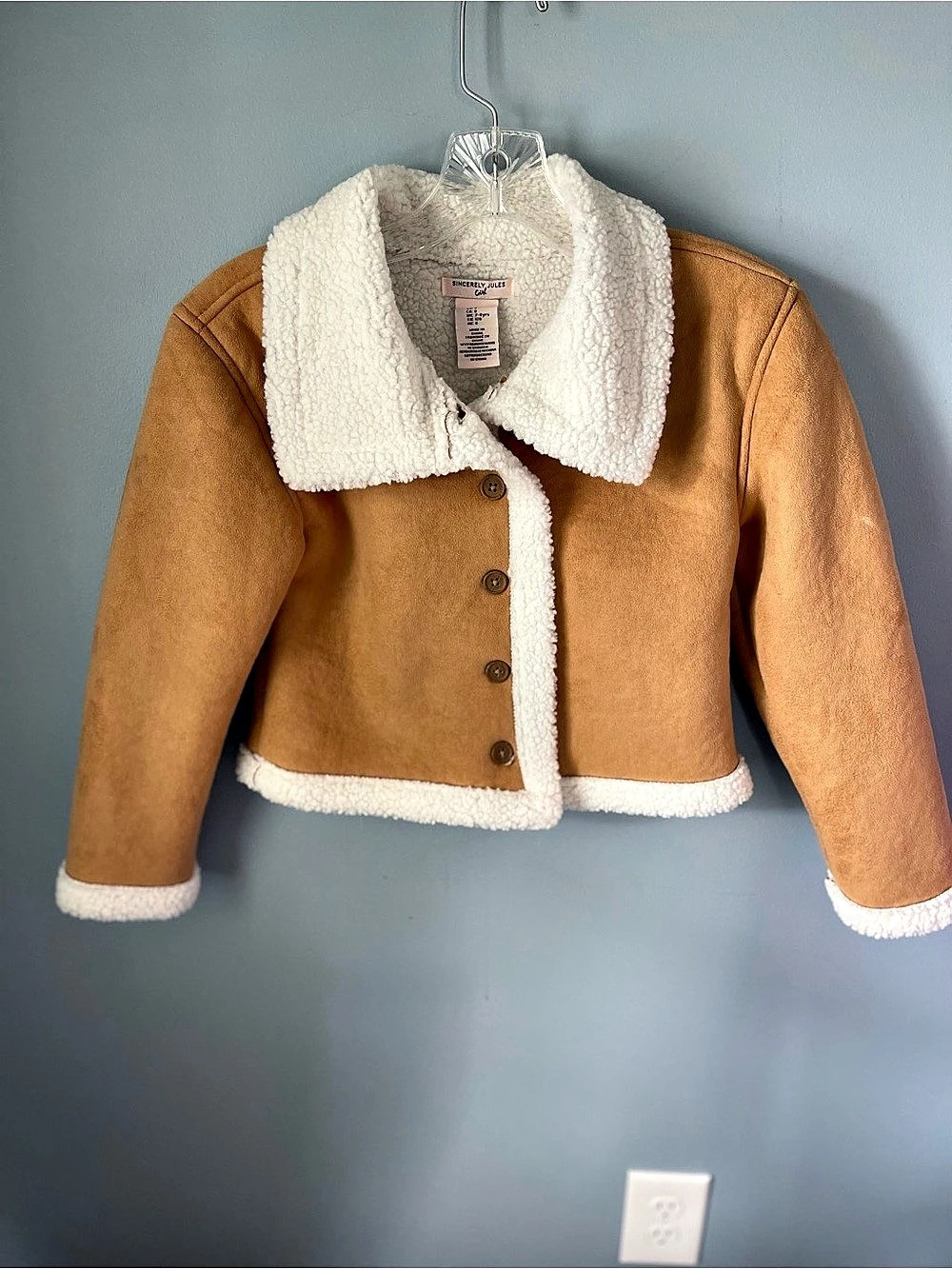 Sincerely Jules Sherpa-Lined Jacket in Brown & White Size 8